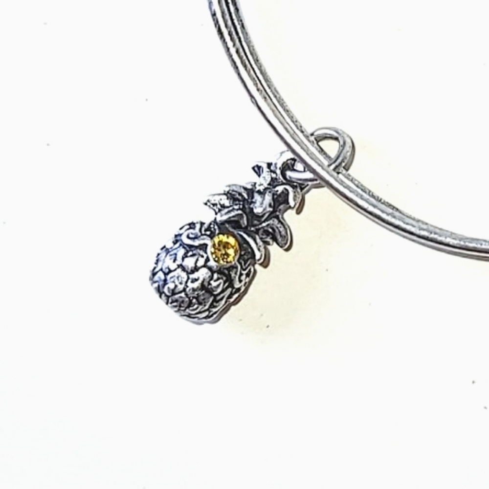 ALEX AND ANI PINEAPPLE CHARM BANGLE BRACELET